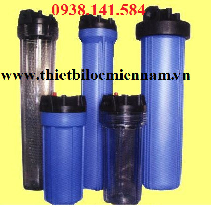 Cốc lọc xanh 10” răng nhựa nắp đen